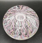 Murano Glass Paperweight Latticino Zanfirico Polished Bottom, Unsigned Vintage