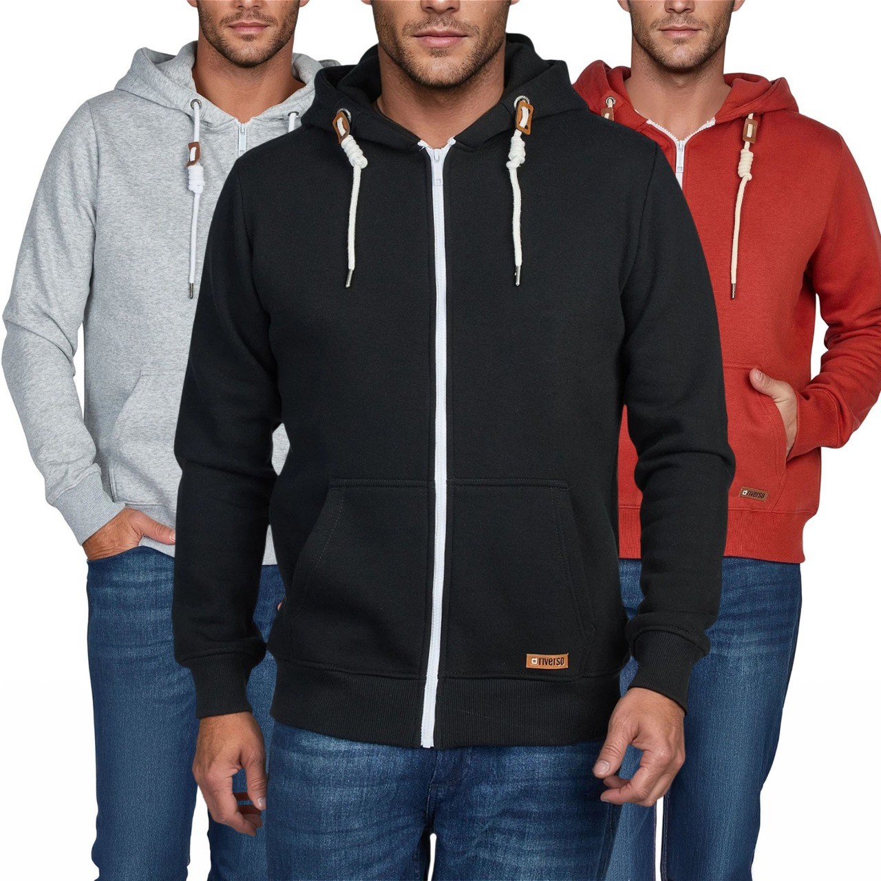 felpa riverso uomo con cappuccio zip regular fit RIVThilo