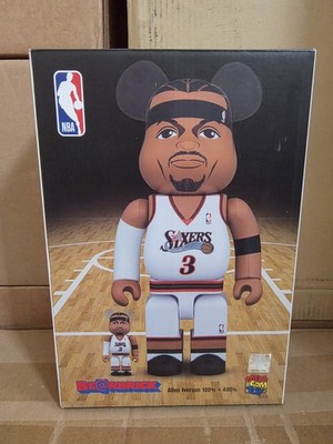 NEW-OPEN BOX Medicom Bearbrick ALLEN IVERSON 100% & 400% Set Philly 76ers NBA