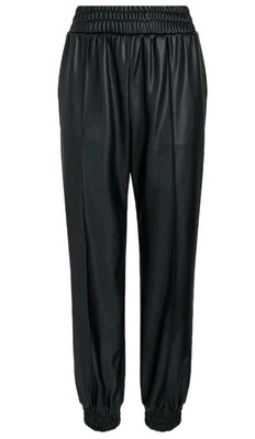 NWOT Express SzM High Waisted Faux Leather Pull On Seamed Jogger Pants Jet Black