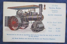 ca1910 J L Case Threshing Co Road Roller Equipment Advertising Postcard