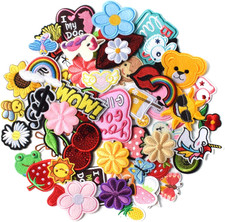 60PCS Embroidered Iron on Patches DIY Accessories, Random Assorted Decorative Pa