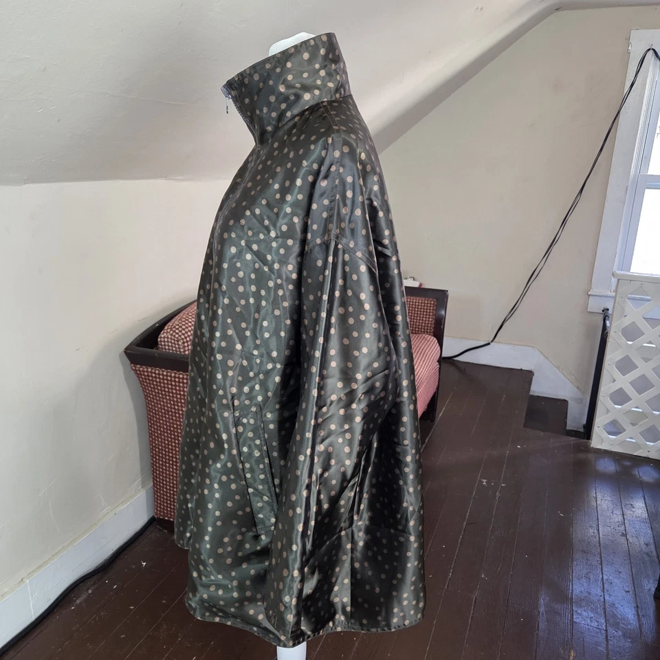 Mycra Pac один двусторонний плащ куртка в горошек / твердый коричневый размер O-P - Изображение 2 из 4