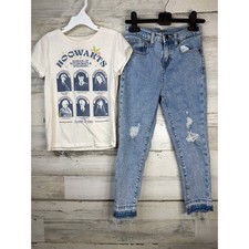 Harry Potter Cat  Jack Outfit Girls Size 6 Cream Blue Hogwarts Distressed EUC