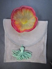 Daum France Pate de Verre Cactus Flower 2.5" Red /Yellow Crystal Bowl Dish