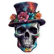 Mardi Gras Skull - Vinyl Decal Sticker - Car Window Laptop - ebn11558