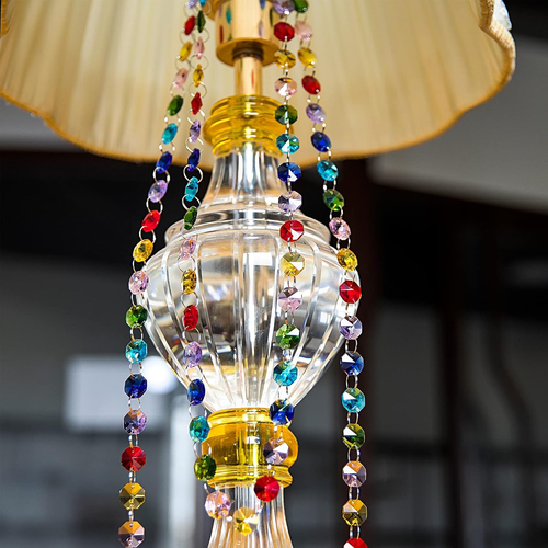 Lampadario catena perle ottagonali colore arcobaleno cristallo vetro 6 piedi prismi Hangi - Foto 3 di 12