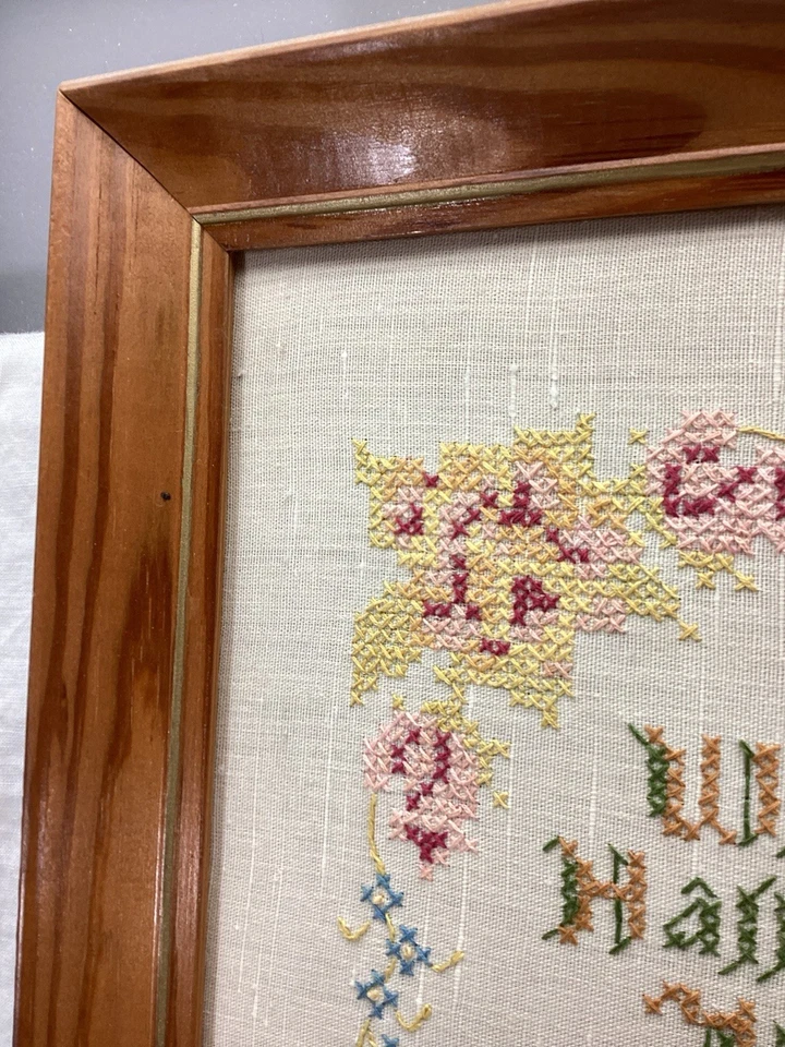 Colgante de Pared Bordado Crewel De Colección 23x18 Oración del Señor Decoración Cristiana Foto 4 de 4