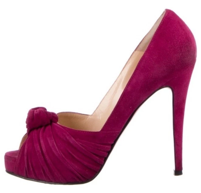 Stunning Christian Louboutin Lady Gres Peep Toe Heels 37 US 6.5 - Image 3 of 4