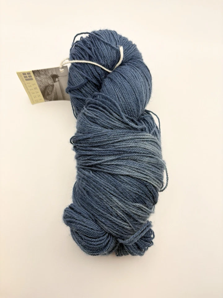SWANS ISLAND YARN Hand Dyed 100% Organic Merino Fingering/Sock Blue Indigo 580yd - Image 2 of 4