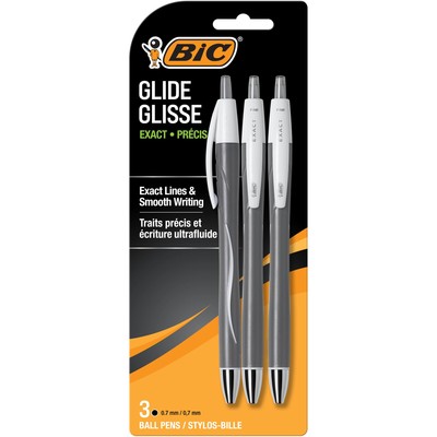BIC Atlantis Exact Retractable Ball Pen, Fine Point (0.7 mm), Black, 3 Count