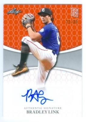 BRADLEY LINK ''ORANGE AUTOGRAPH CARD /30'' LEAF PERFECT GAME NATIONAL 2022