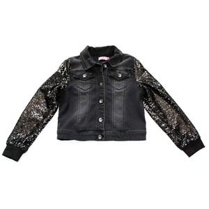denim jacket with sequin sleeves
