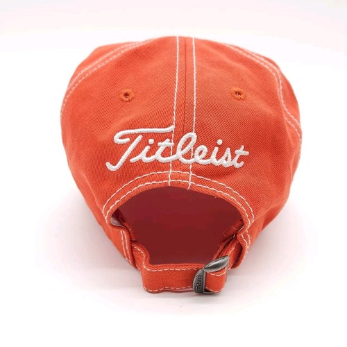 Titleist Footjoy FJ Pro V1 Golf Strapback Hat Baseball Dad Cap Orange Unisex - Picture 5 of 7
