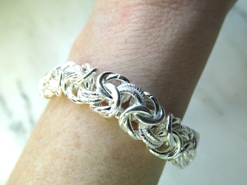 Vintage Milor Italy 925 Sterling Silver Byzantine Bracelet7" Long C3993 - Picture 8 of 9