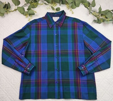 VTG Pendleton Womens Plaid Long Sleeve Button Up Shirt Size 14 Made in USA