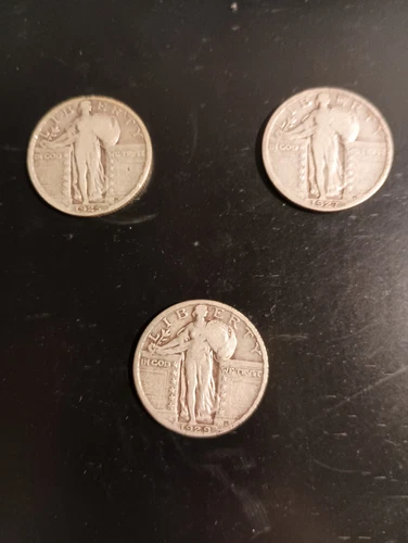 Set of 3 Standing Liberty Quarters Various conditions, all readable. 1920's