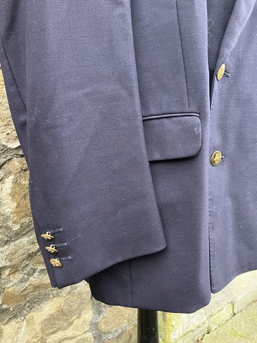 Vintage Jaeger 100% Wool Twill Double-Breasted Jacket Blazer Peak Lapel 44S - Picture 4 of 14