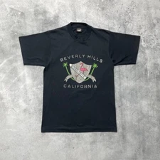 Vintage 90s Beverly Hills Rodeo Drive California Single Stitch T Shirt Black