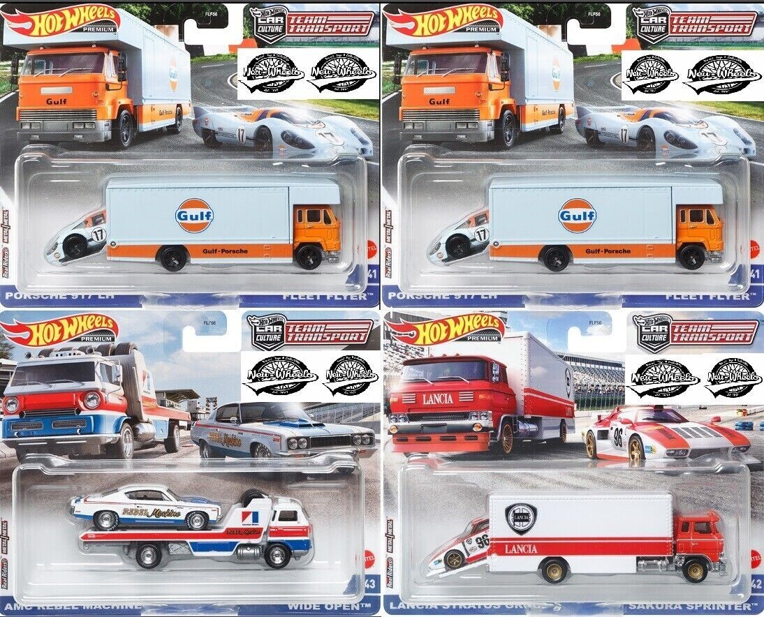 Hot Wheels 1:64 Team Transport 2022 FLF56-956Q Set of 4 Porsche