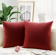 Carrie Home Throw Pillow Covers 18" x 18" (Burgundy Red) Couch, Chair, Bed, Cr3