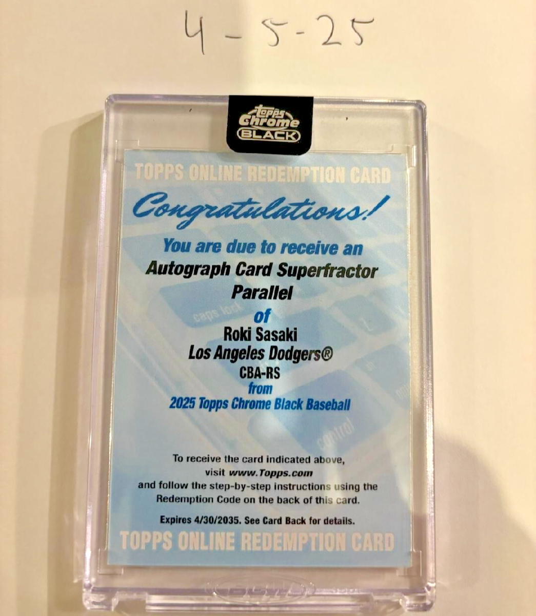 2025 Topps Chrome Black ROKI SASAKI Rookie Autograph