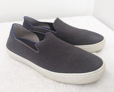 Rothy's THE SNEAKER Recycled Gray Knit Slip On Loafers 8.5 Blue Stripe