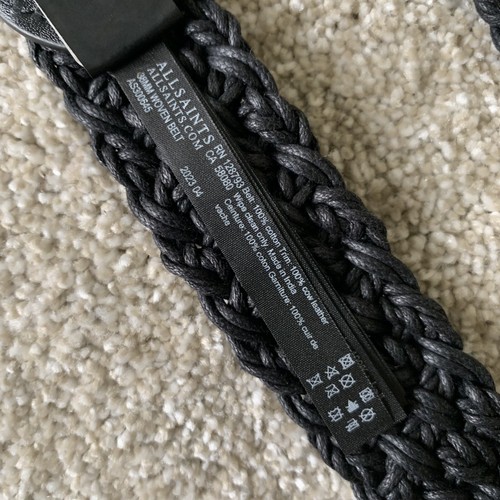 Allsaints Women's Woven Belt Braided Black S/M 46" in Length - Picture 7 of 7