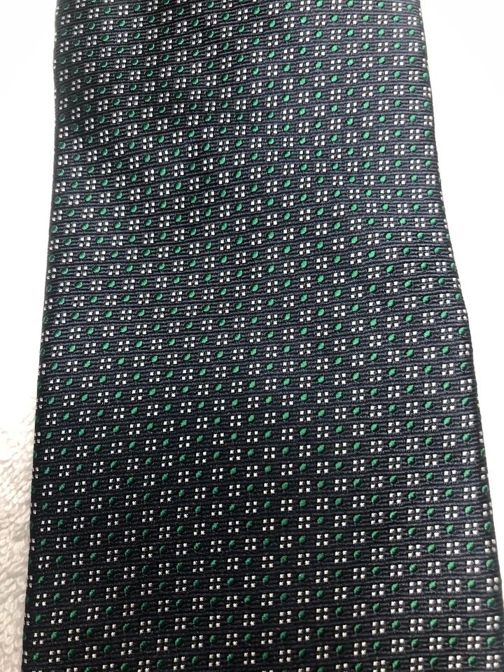 LANDS END CORBATA HOMBRE NEGRA CON VERDE Y GRIS 3,5 X 59 Foto 3 de 4