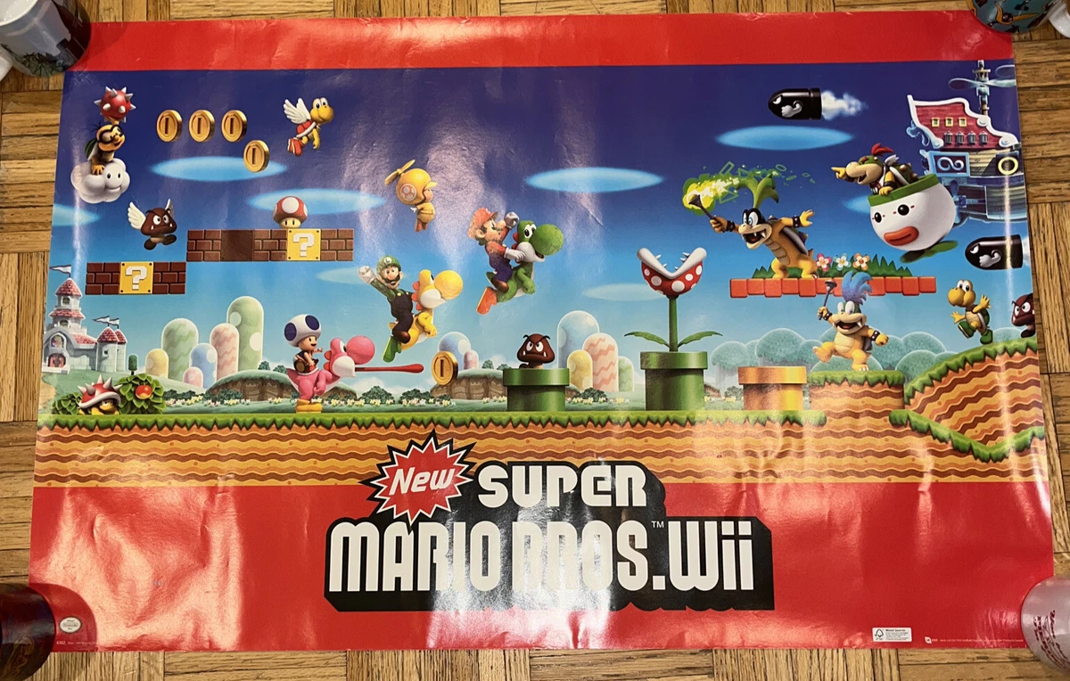 New Super Mario Bros Wii Poster  Super mario bros nintendo, Super mario  bros, Super mario