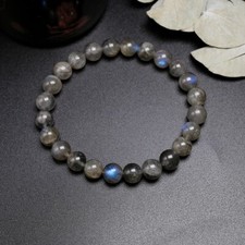 Natural Black Gray Labradorite Stone Bracelet Crystal Stretch Bracelet Handmade