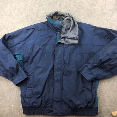 Columbia Jacket Men Large Blue Green Ski Snow Snowboarding Bugaboo Full Zip *