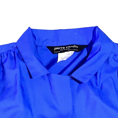 Vintage Pierre Cardin Top Womens 8 Blue Draping Shirt Blouse