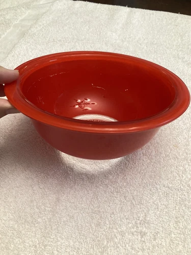 Vintage PYREX #322 ( 1 Liter ) Red Clear Bottom Mixing Bowl, 7" Dia x 3" H