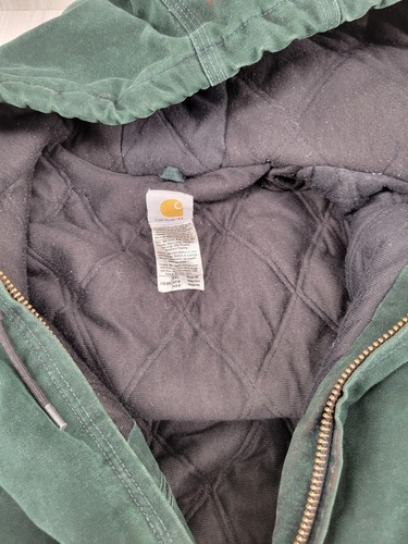 Carhartt J130 SPC Green Hooded Duck Canvas 3XL Zip Quilt Lined Jacket Coat - Picture 12 of 13