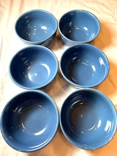 6 FOOD NETWORK DENIM BLUE FONTINELLA SOUP CEREAL SALAD BOWLS - FREE SHIP