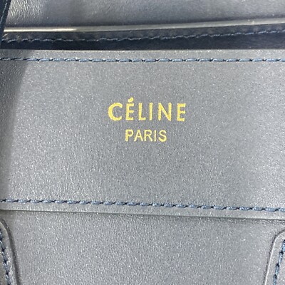 CELINE Blue NanoLuggage ￼Handbag Leather Made In Italy U-P-A 