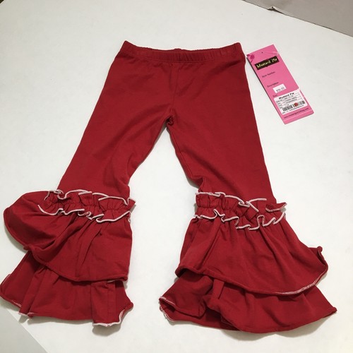 Mustard Pie Paradiso Leggings 2T Red Cream Ruffle Gathers Valentines Day New - Picture 9 of 12