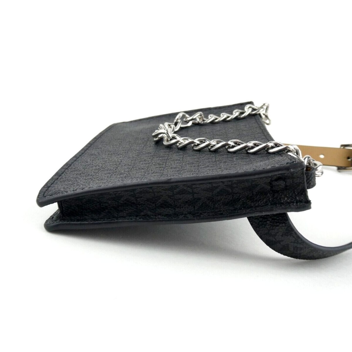 Michael Kors MK Logo Belt Bag Style # 554131C NWT MICHAEL KORS 554131C BLACK LOGO DESIGN SILVER HARDWARE  main image 2