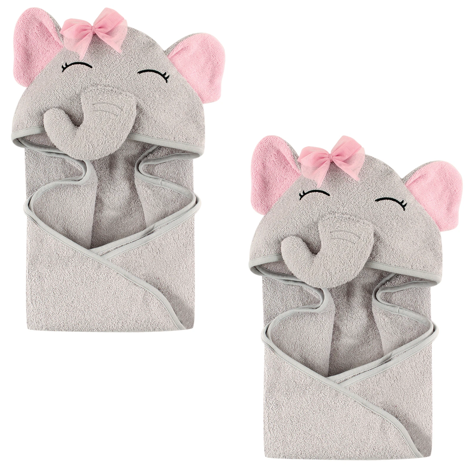 Hudson Baby Cotton Animal Face Hooded Towel, Pretty Elephant 2-Piece, One Size
Opens in a new window