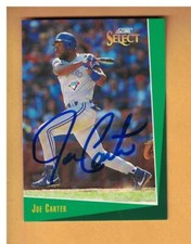 Joe Carter AUTOGRAPHED 1993 SCORE SELECT BASEBALL CARD SIGNED TORONTO BLUE JAYS