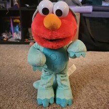Sesame Street 13 Inch Elmo Dino Stomp Dancing Plush Toy Working.