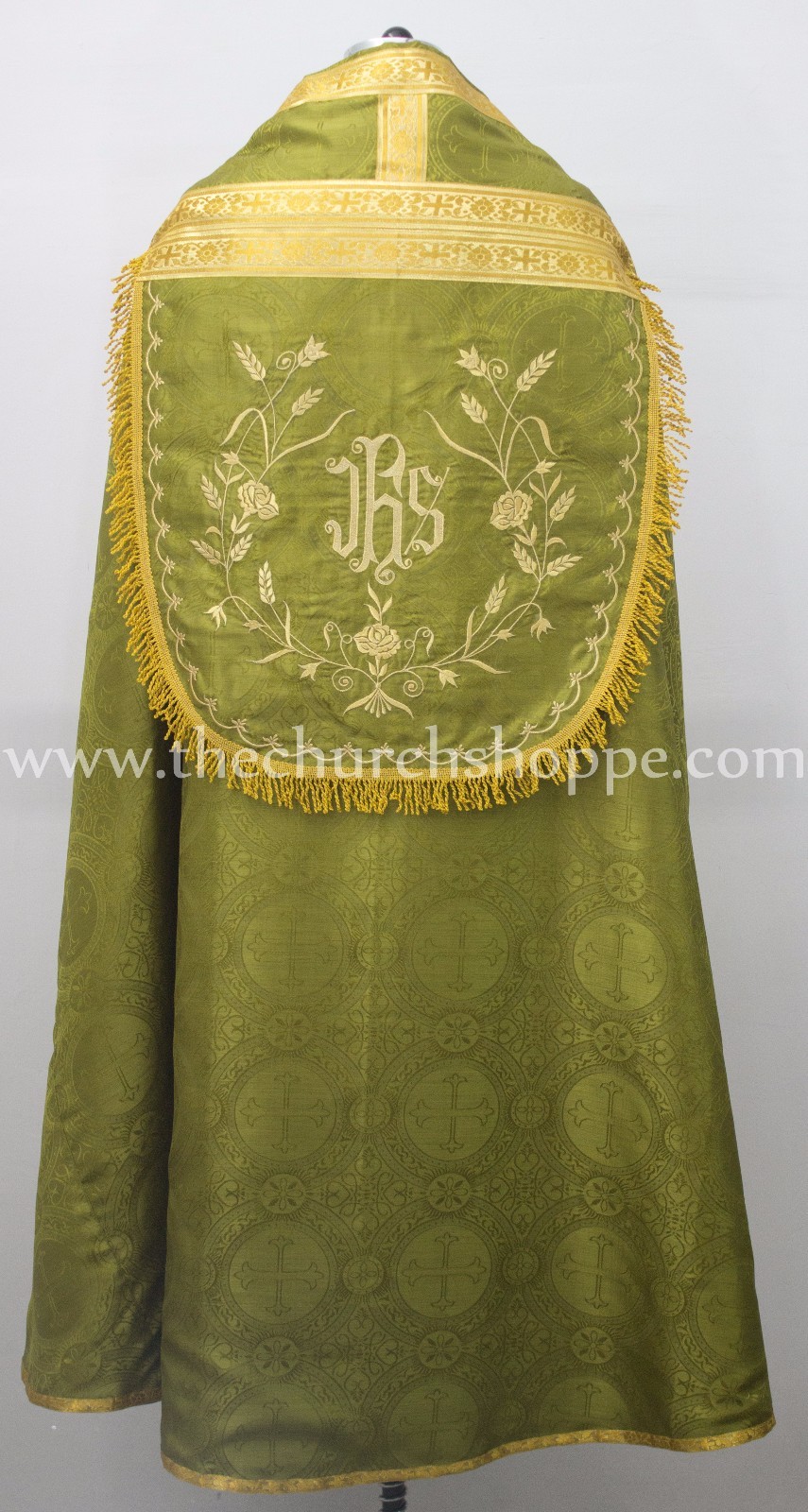 Nuevo Verde Oliva Cope & Estola Juego Wt Ihs Bordado,Capa Pluvial,Chape ,Lejos