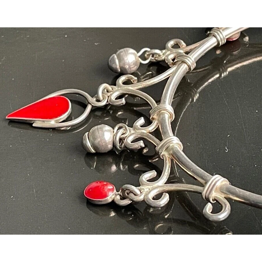 COLLAR DE DISEÑO PLATA ESTERLINA Y CORNALINA DECLARACIÓN CIELO Foto 3 de 4