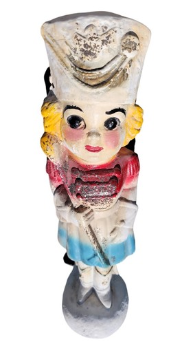 Rare 1940's Chalkware Carnival Prize Majorette Large Red White Blue Blonde Girl - Picture 2 of 13