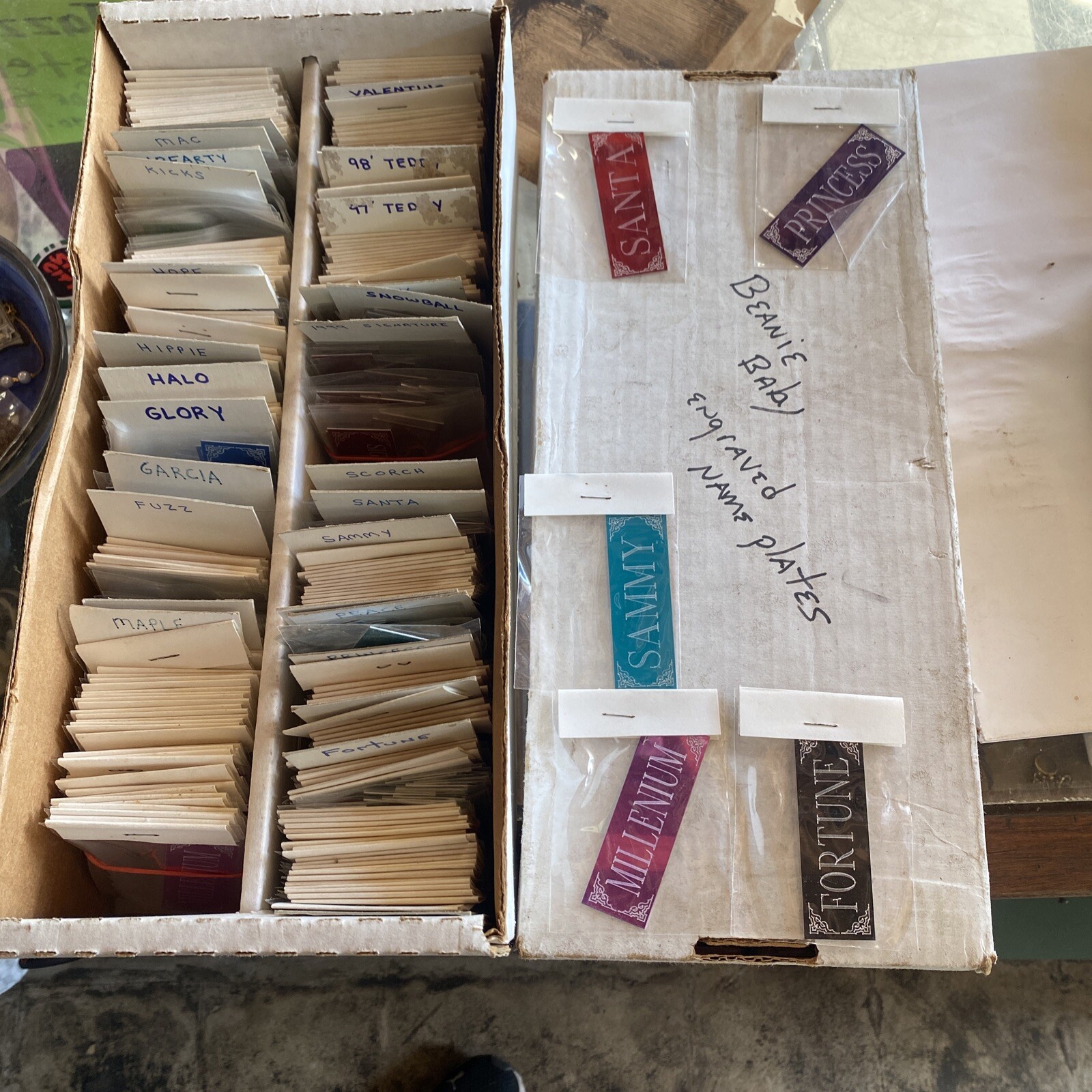 Vintage Beanie Babies Lot with Hundreds of Engraved Metal Nameplates  -image