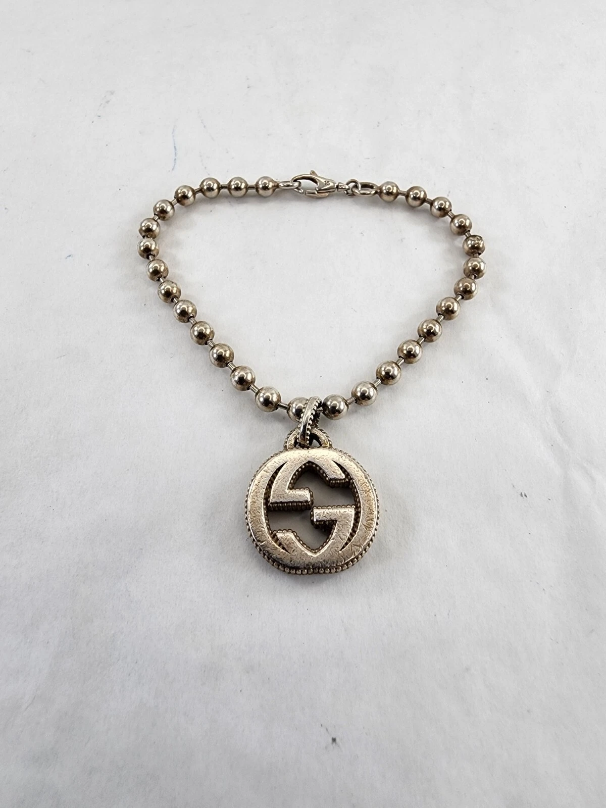 Gucci Bracciale Boule Argento Sterling Ad Incastro G 6 1 2 Pollici