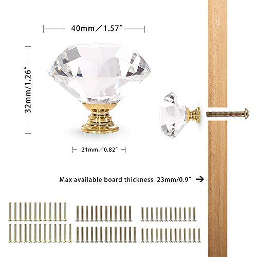 25 Pcs Diamond Crystal Glass Pull Handle Cabinet Knobs Cupboard Drawers Cabinet - Picture 2 of 6