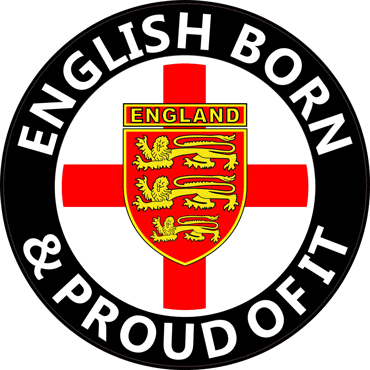 ENGLAND CAR STICKER "ENGLISH BORN AND PROUD OF IT" - St George Decal, 3 Lions  - Afbeelding 1 van 1