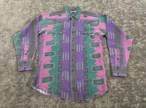 Vintage Panhandle Slim Shirt Mens 15.5 Purple Western Button Aztec Southwestern